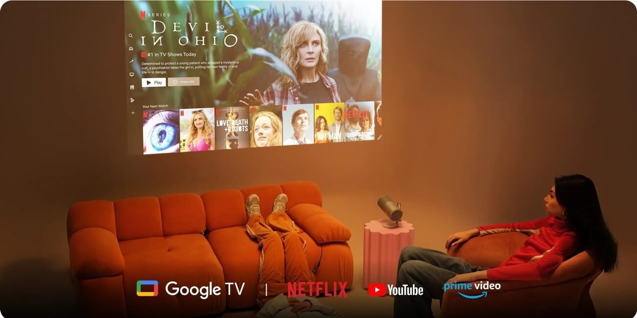 Projektor Google TV z Netflix